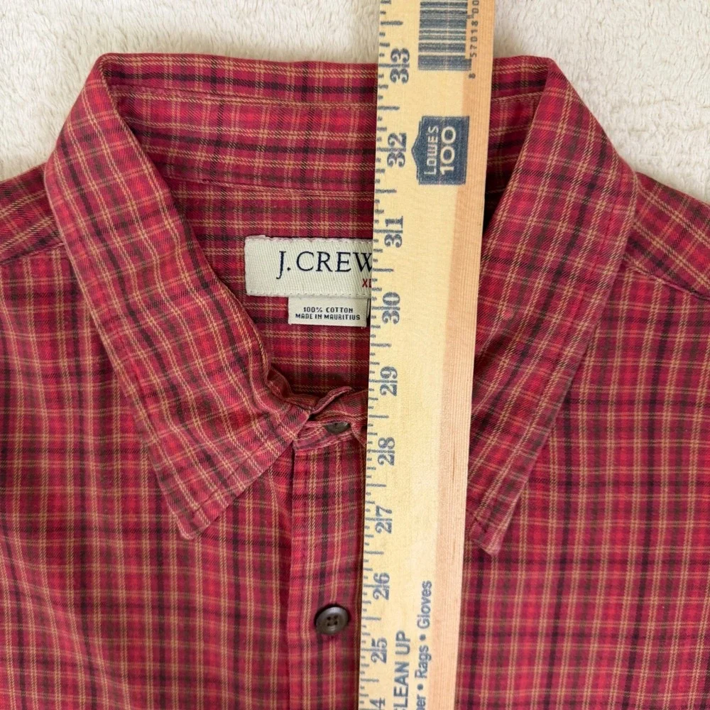 J. Crew Button Down Shirt Mens XL Red Plaid Long Sleeve Cotton Pockets